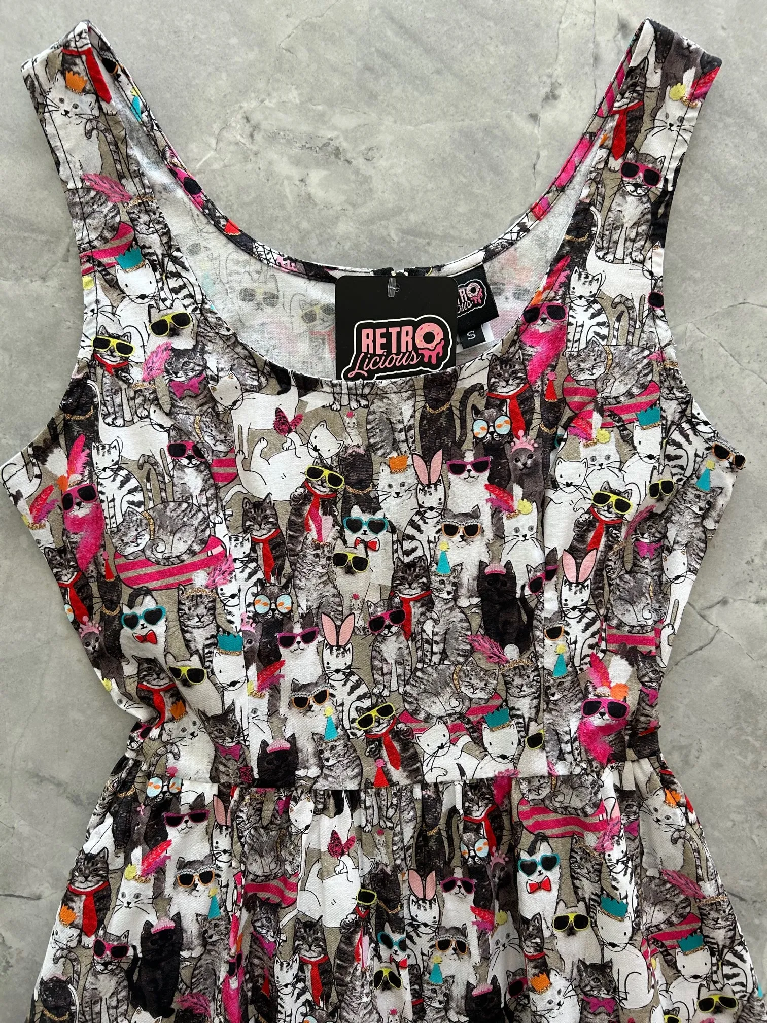 Cool Cats Shorter Length Fit & Flare Dress sold by Retrolicious product image thumbnail 2