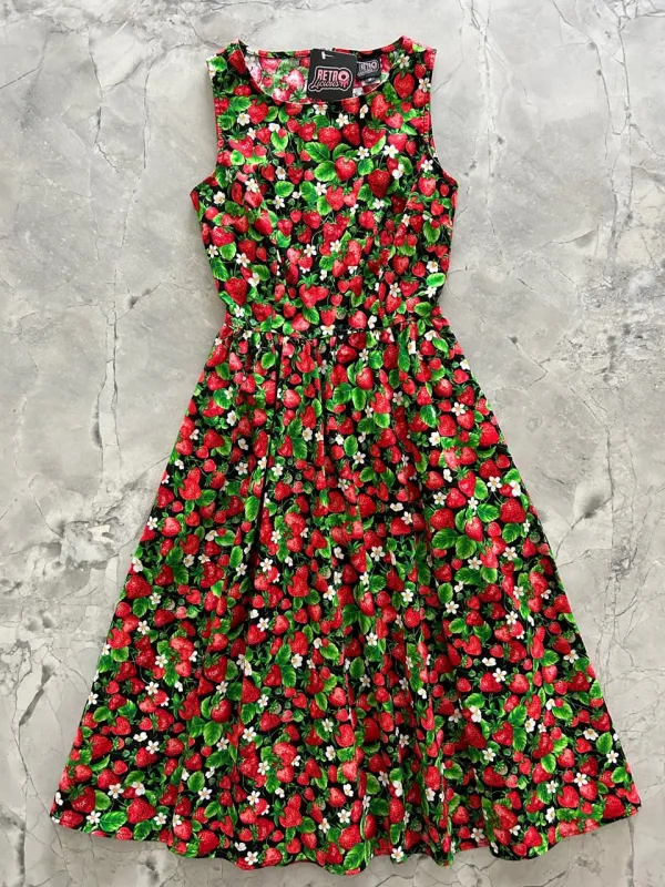 Strawberries Midi Dress - XS only, 1 left! sold by Retrolicious