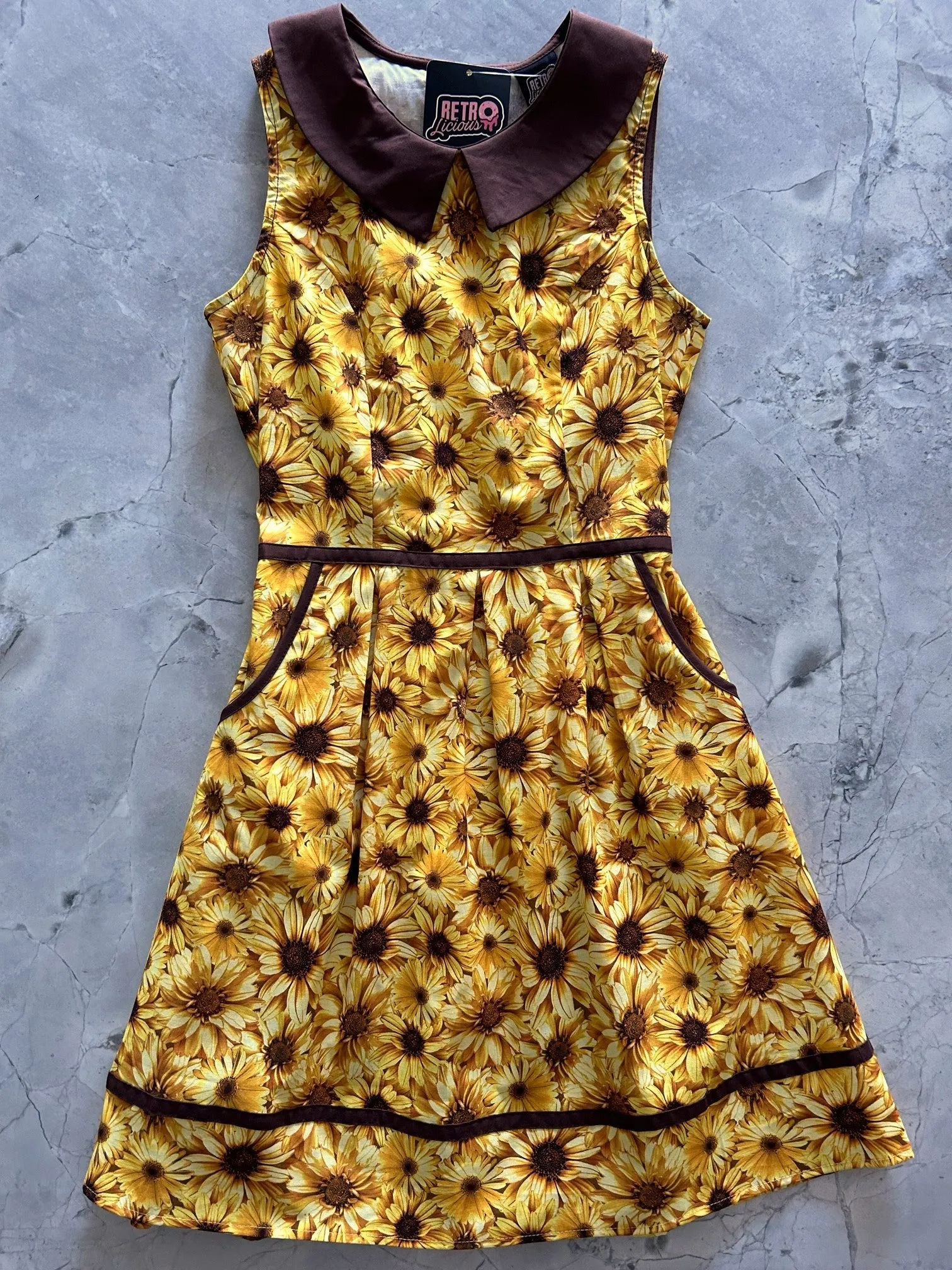 Sunflower Collared Dress sold by Retrolicious