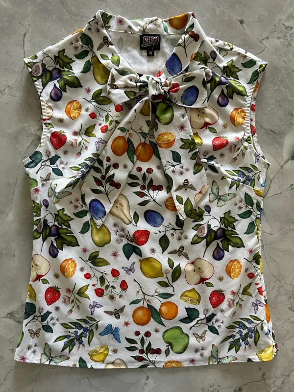 Fruits & Butterflies Bow Top - Plus Sizes only sold by Retrolicious