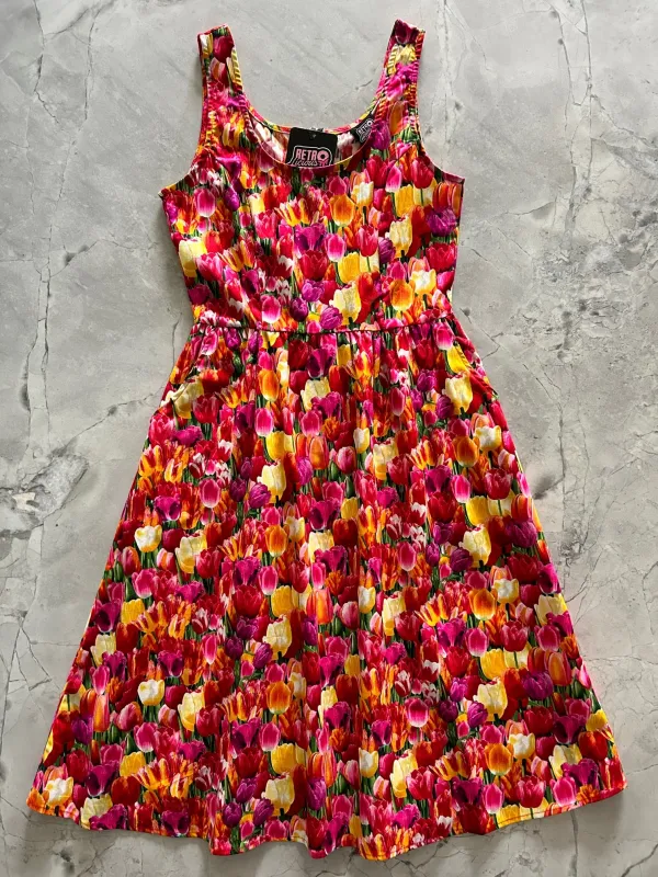 Tulips Fit & Flare Dress - Lg only, 1 left! sold by Retrolicious