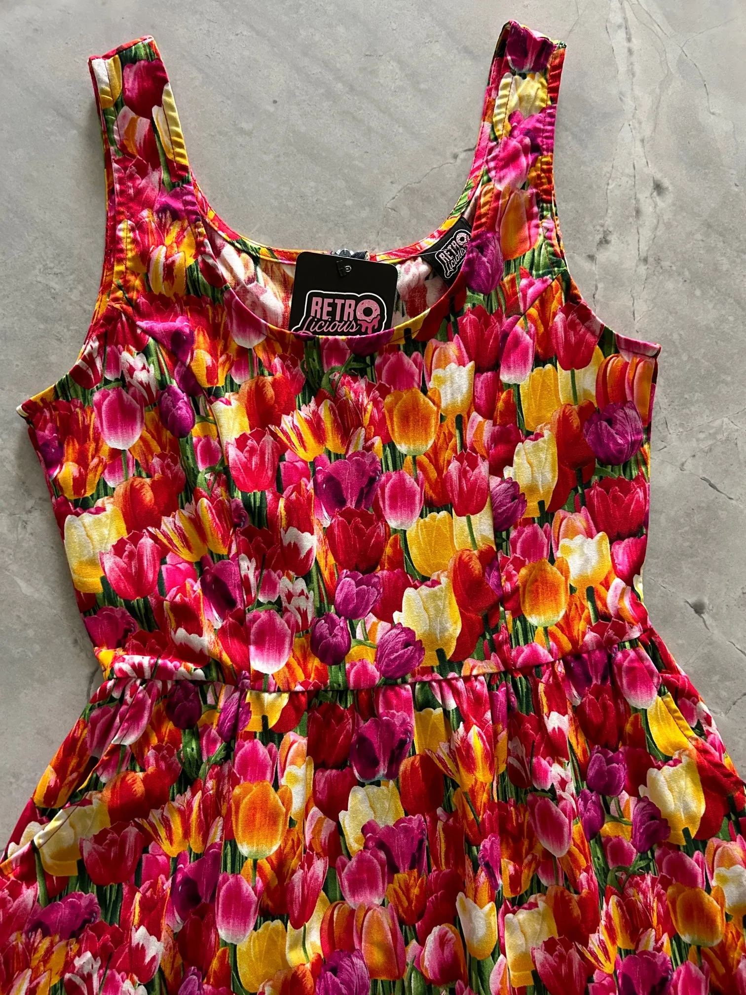Tulips Fit & Flare Dress - Lg only, 1 left! sold by Retrolicious product image thumbnail 2
