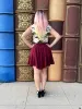 Burgundy Skater Skirt sold by Retrolicious