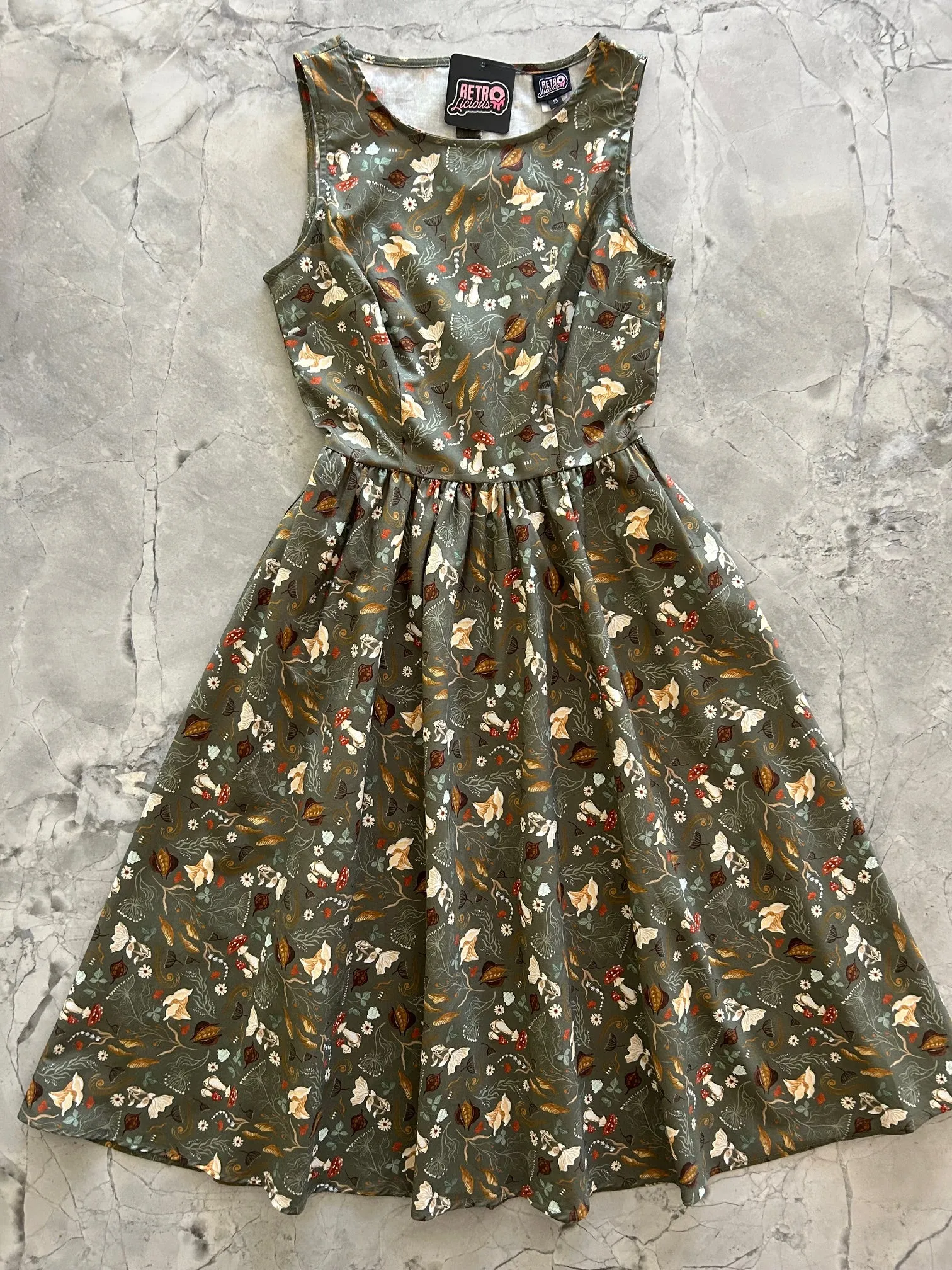 Mushroom Midi Dress sold by Retrolicious
