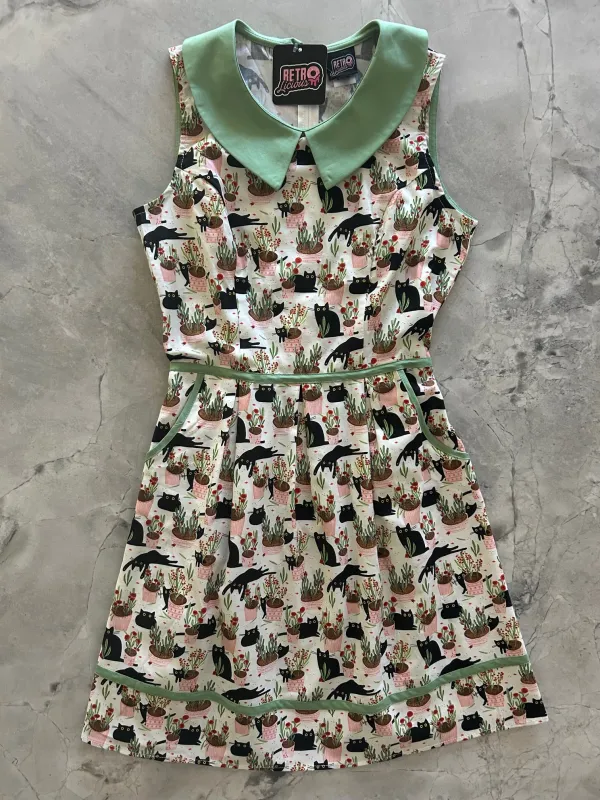 Cats & Plants Collared Dress sold by Retrolicious