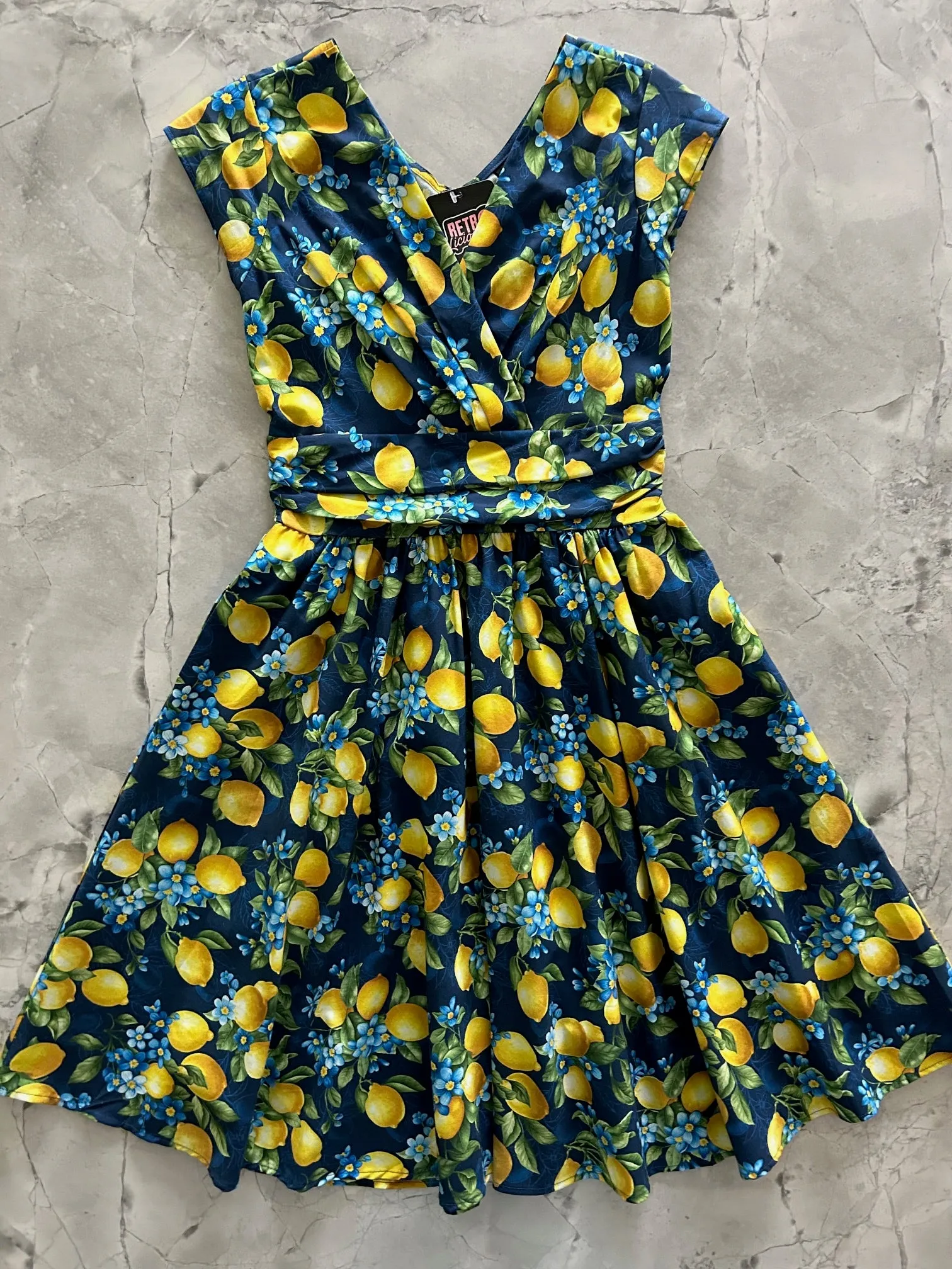 Lemon Floral Greta Dress - 1X only, 1 left! sold by Retrolicious