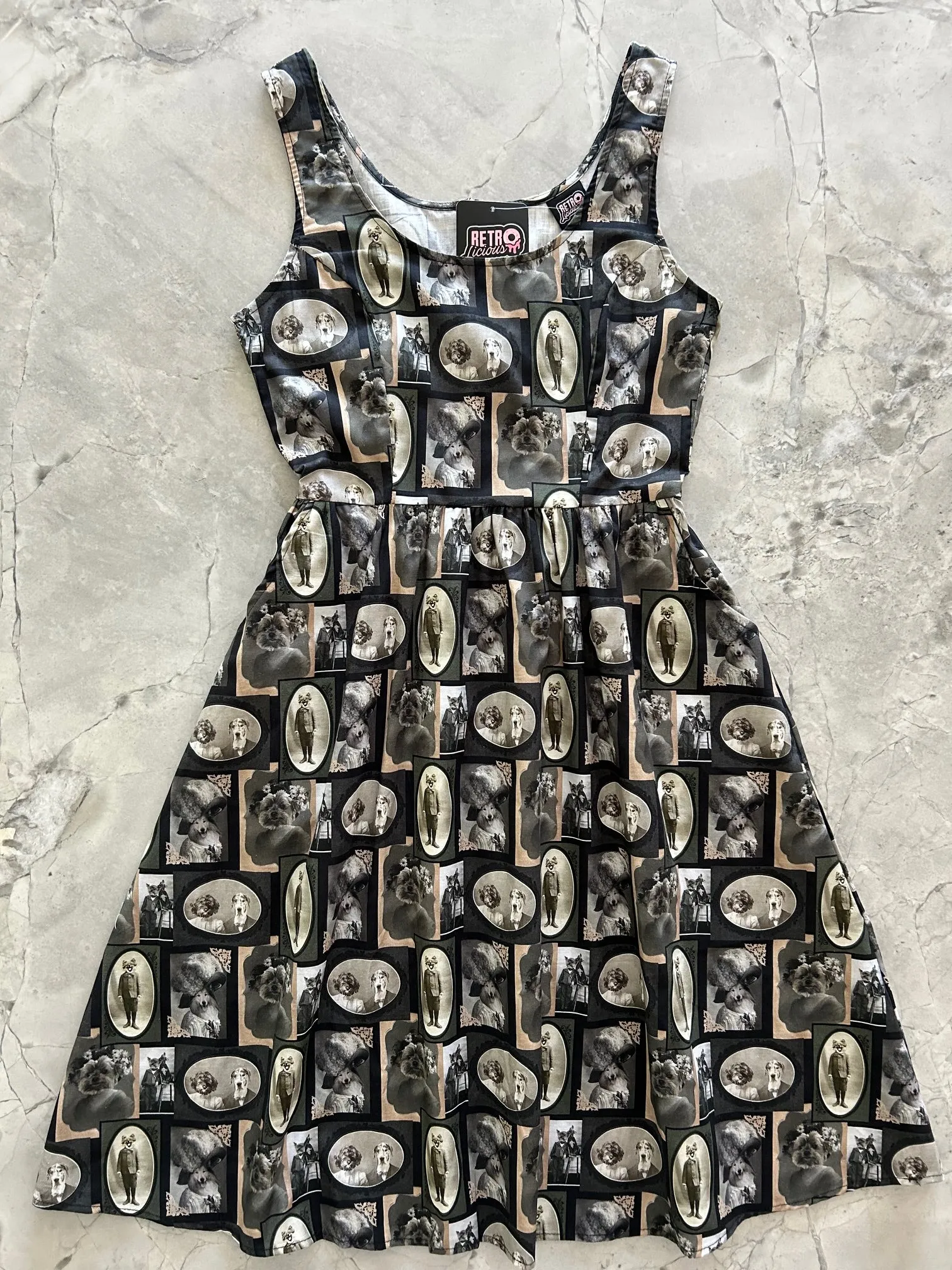 Dapper Dogs Fit & Flare Dress - Small only sold by Retrolicious