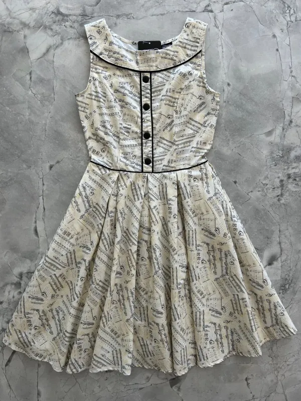Elizabeth Dress in Music Notes - Small only, 1 left! sold by Retrolicious