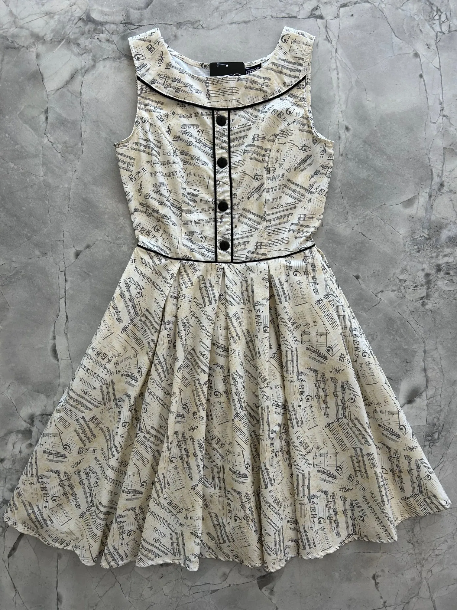 Elizabeth Dress in Music Notes - Small only, 1 left! sold by Retrolicious