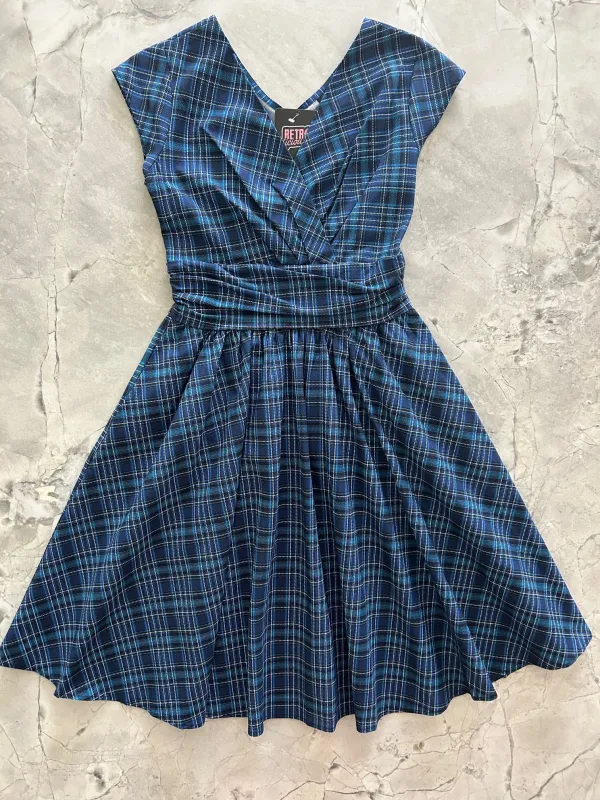 Blue Plaid Greta Dress sold by Retrolicious