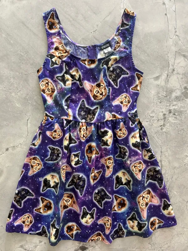 Galaxy Cats Shorter Length Fit & Flare Dress - Small Only! sold by Retrolicious