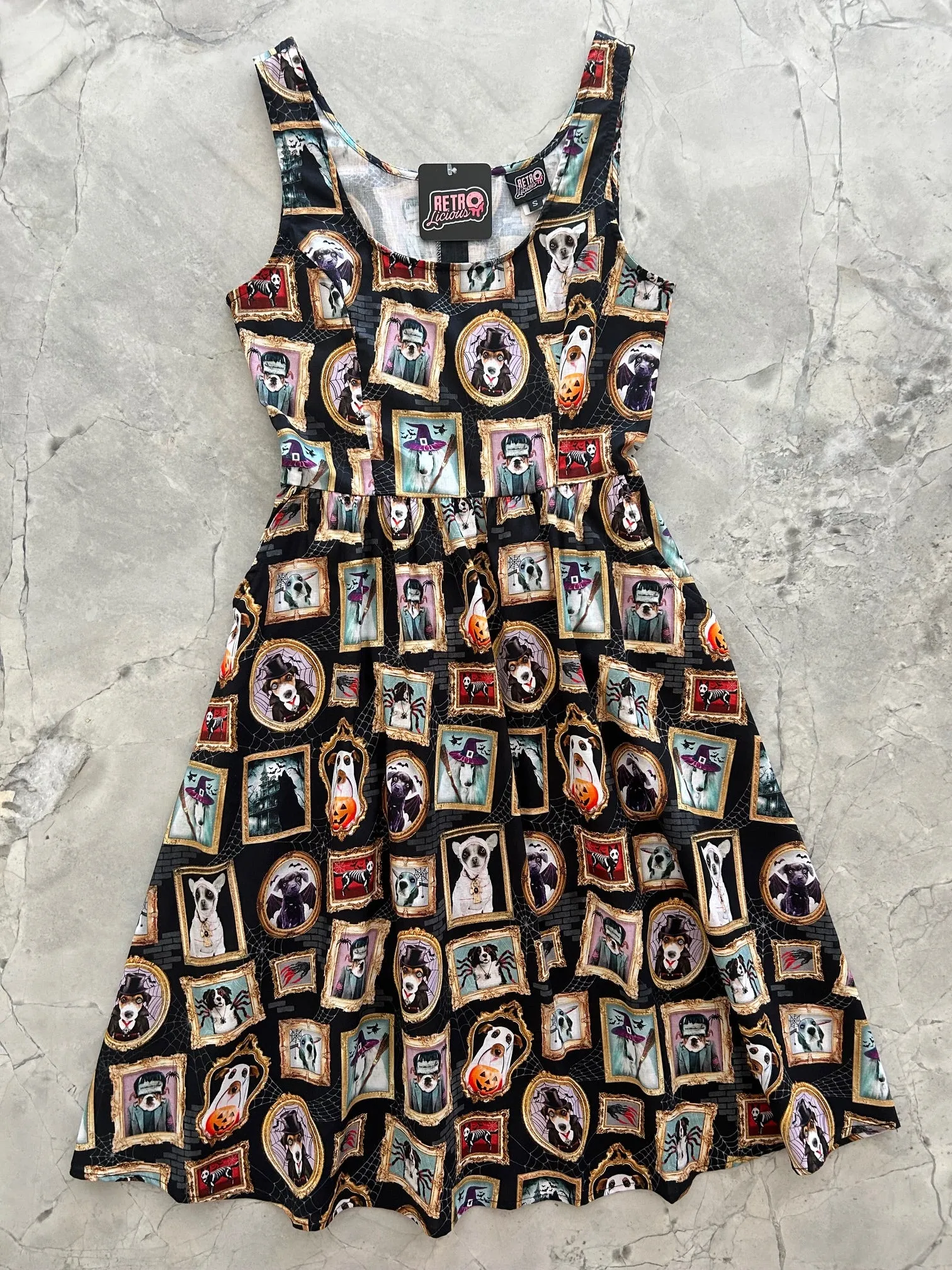 Haunted Hounds Fit & Flare Dress - Large only, 1 left! sold by Retrolicious