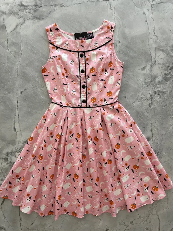 Elizabeth Dress in Pink Halloween - Large only, 1 left! sold by Retrolicious
