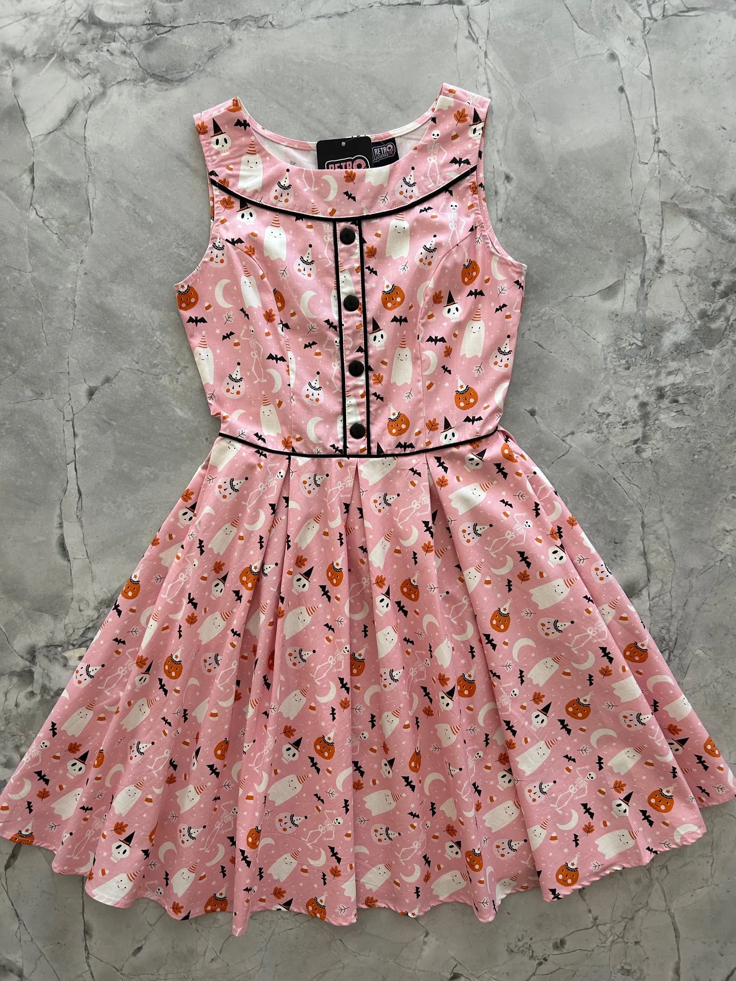 Elizabeth Dress in Pink Halloween - Large only, 1 left! sold by Retrolicious