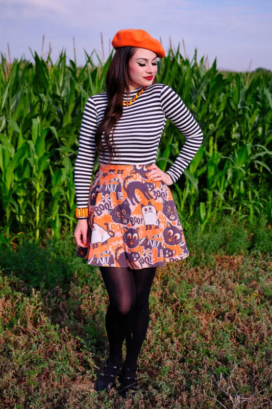 Scaredy Cat Skater Skirt sold by Retrolicious