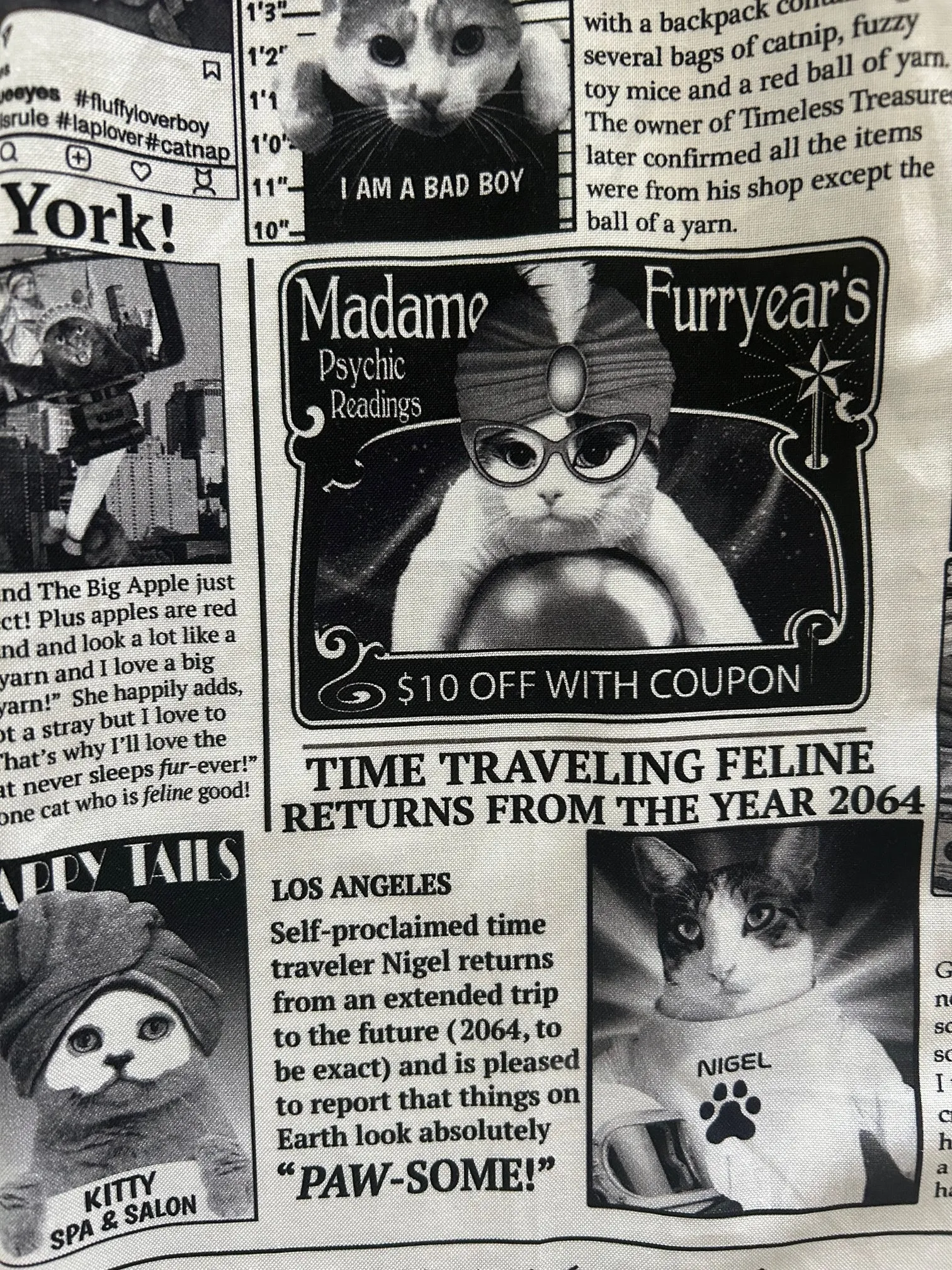 Newspaper Cats Fit & Flare Dress sold by Retrolicious product image thumbnail 2