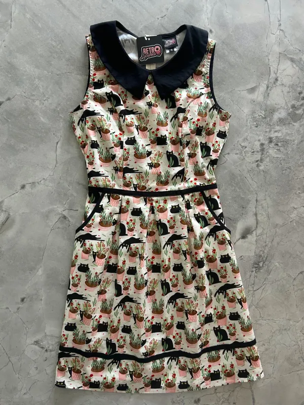 Cats & Plants Collared Dress sold by Retrolicious