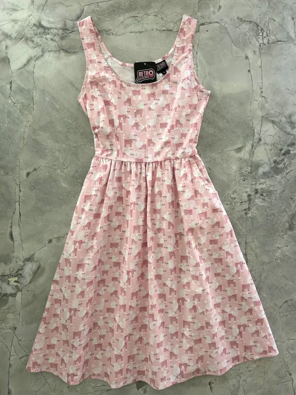 Pink Poodles Fit & Flare Dress sold by Retrolicious