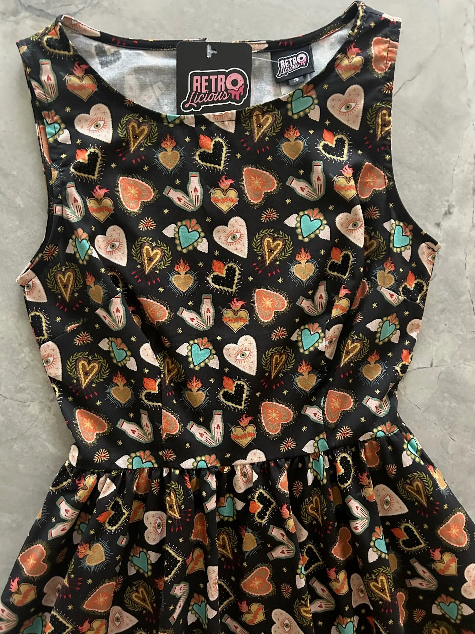 Flaming Hearts Midi Dress sold by Retrolicious product image thumbnail 3