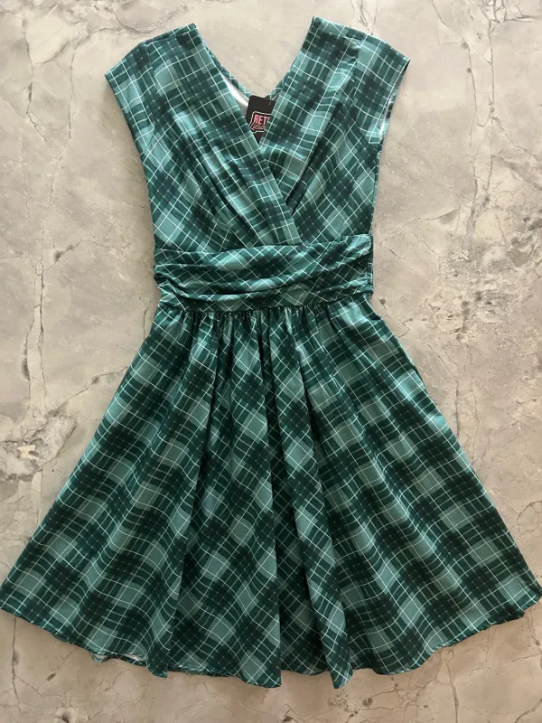 Green Plaid Greta Dress sold by Retrolicious