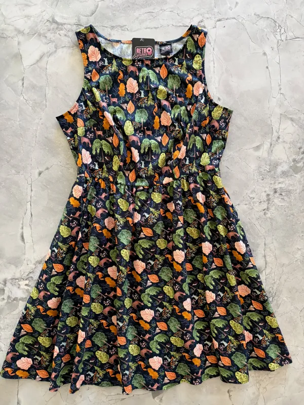 Woodland Vintage Dress in Navy sold by Retrolicious