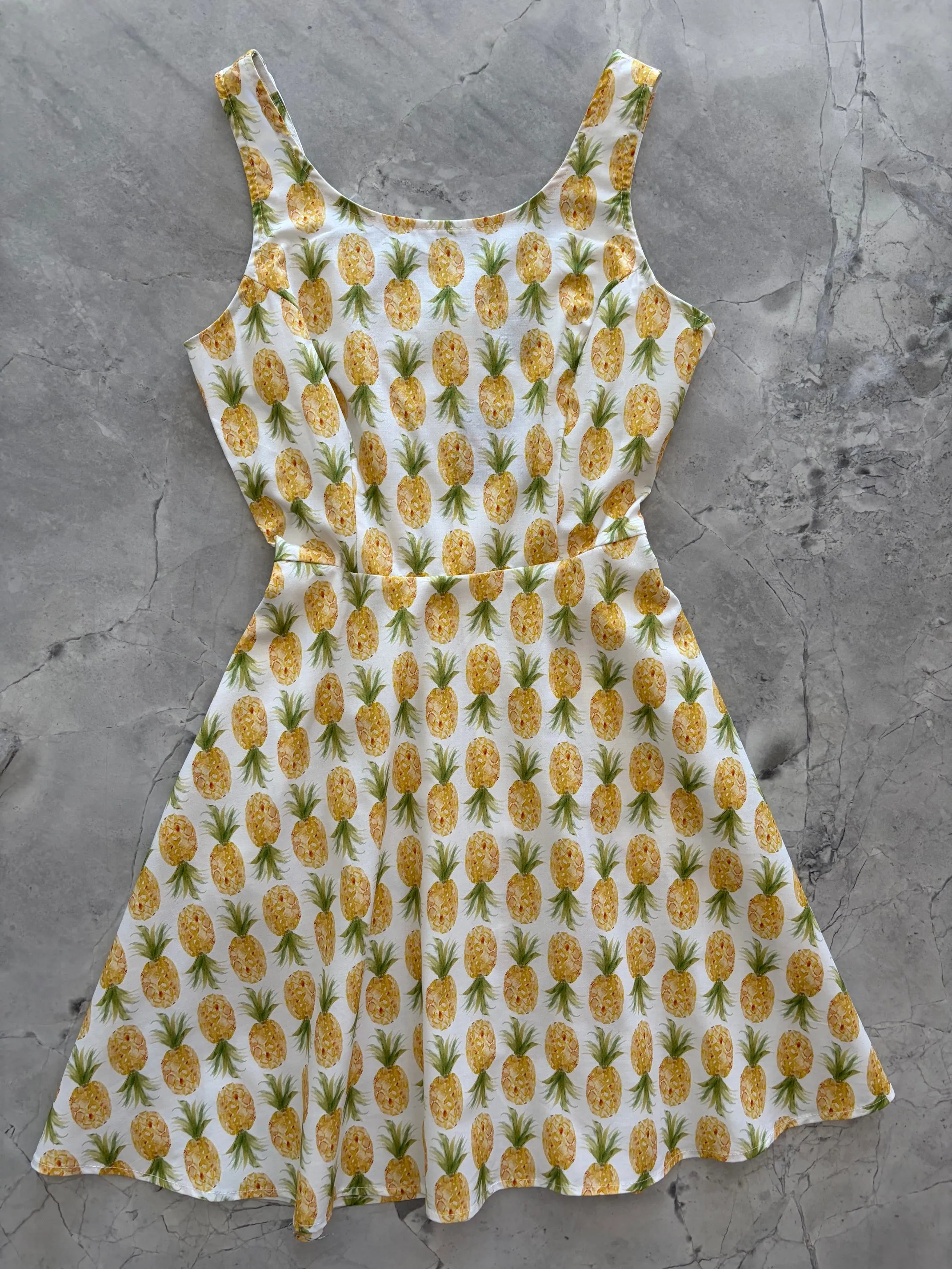 Pineapple Skater Dress sold by Retrolicious