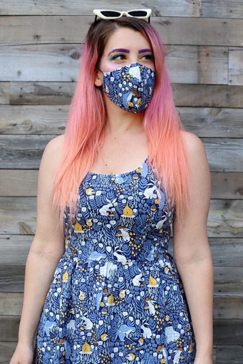 4430 Busy Bees/Blue Gingham Mask sold by Retrolicious