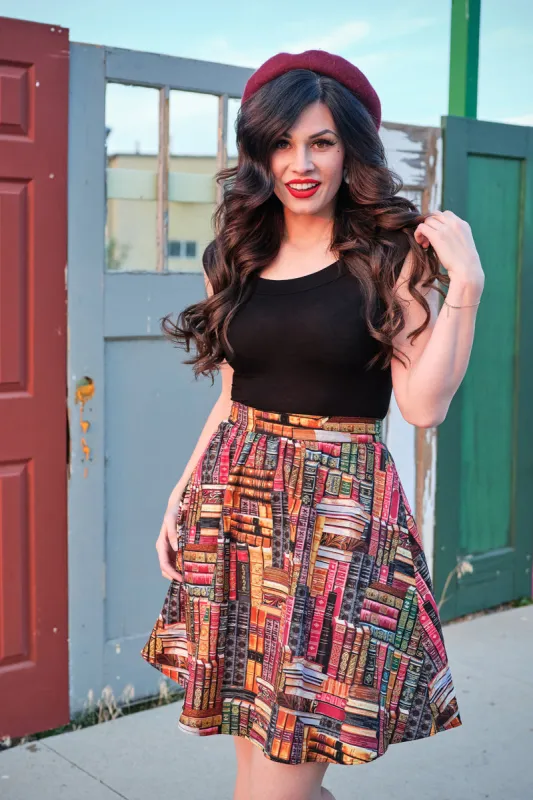 3527 Don't Judge a Book by its Cover A-Line Skirt sold by Retrolicious