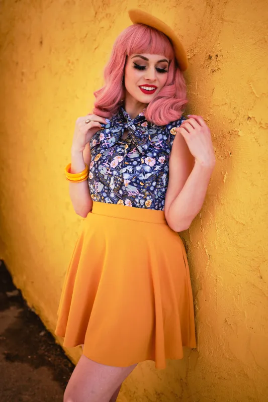 4387 Mustard Skater Skirt - Plus Sizes Only sold by Retrolicious