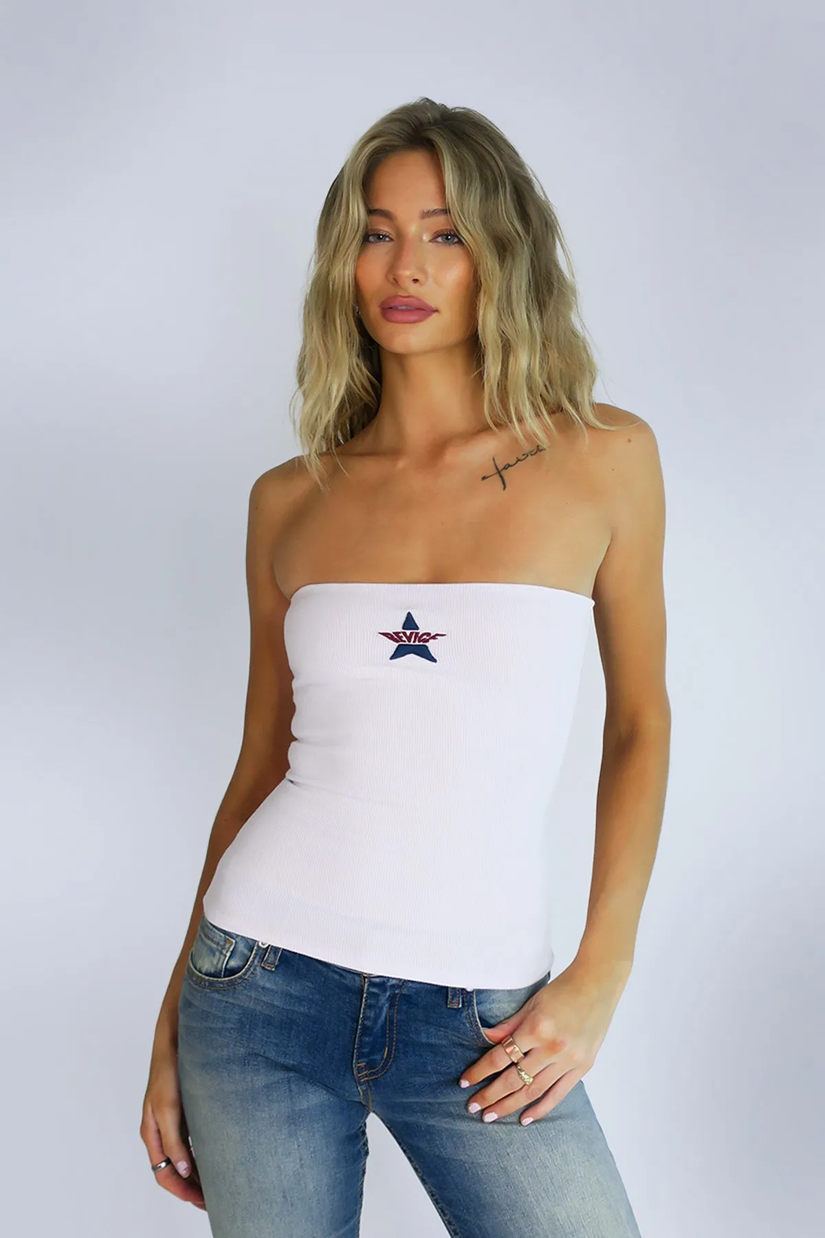 Starlet Tube Top / White sold by REVICE