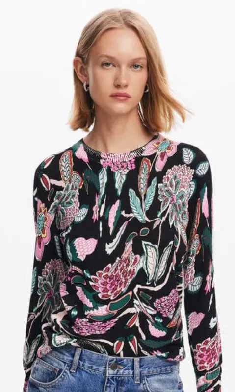 Desigual Floral Knit Top sold by Revolution Boutique