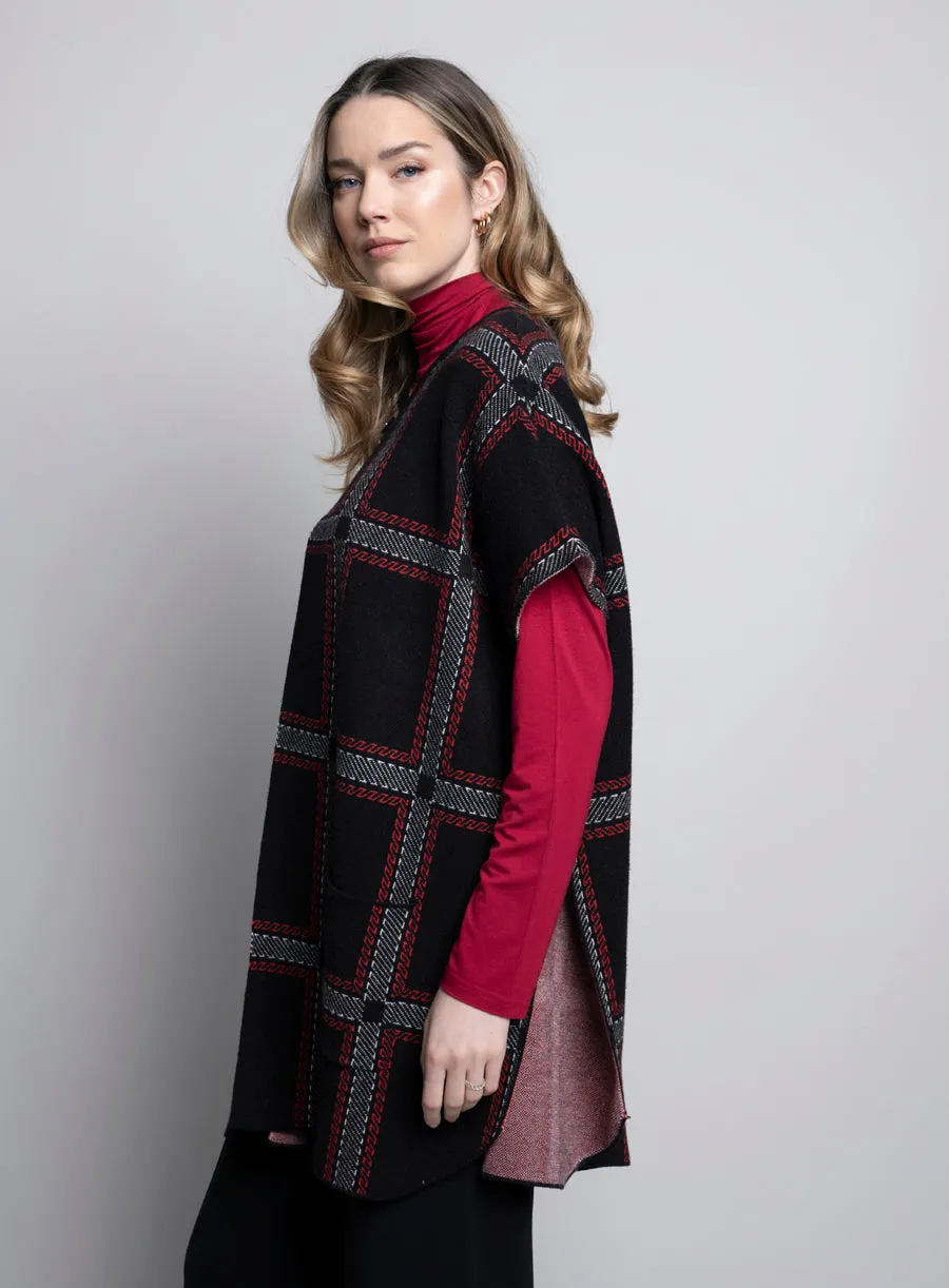 Plaid Single Clasp Cape Jacket sold by Revolution Boutique product image thumbnail 3