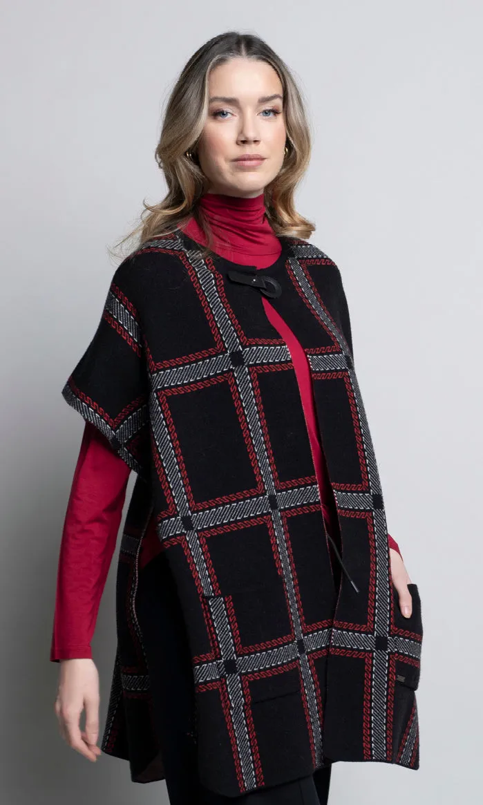 Plaid Single Clasp Cape Jacket sold by Revolution Boutique