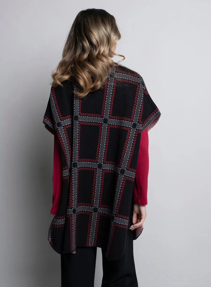Plaid Single Clasp Cape Jacket sold by Revolution Boutique product image thumbnail 2