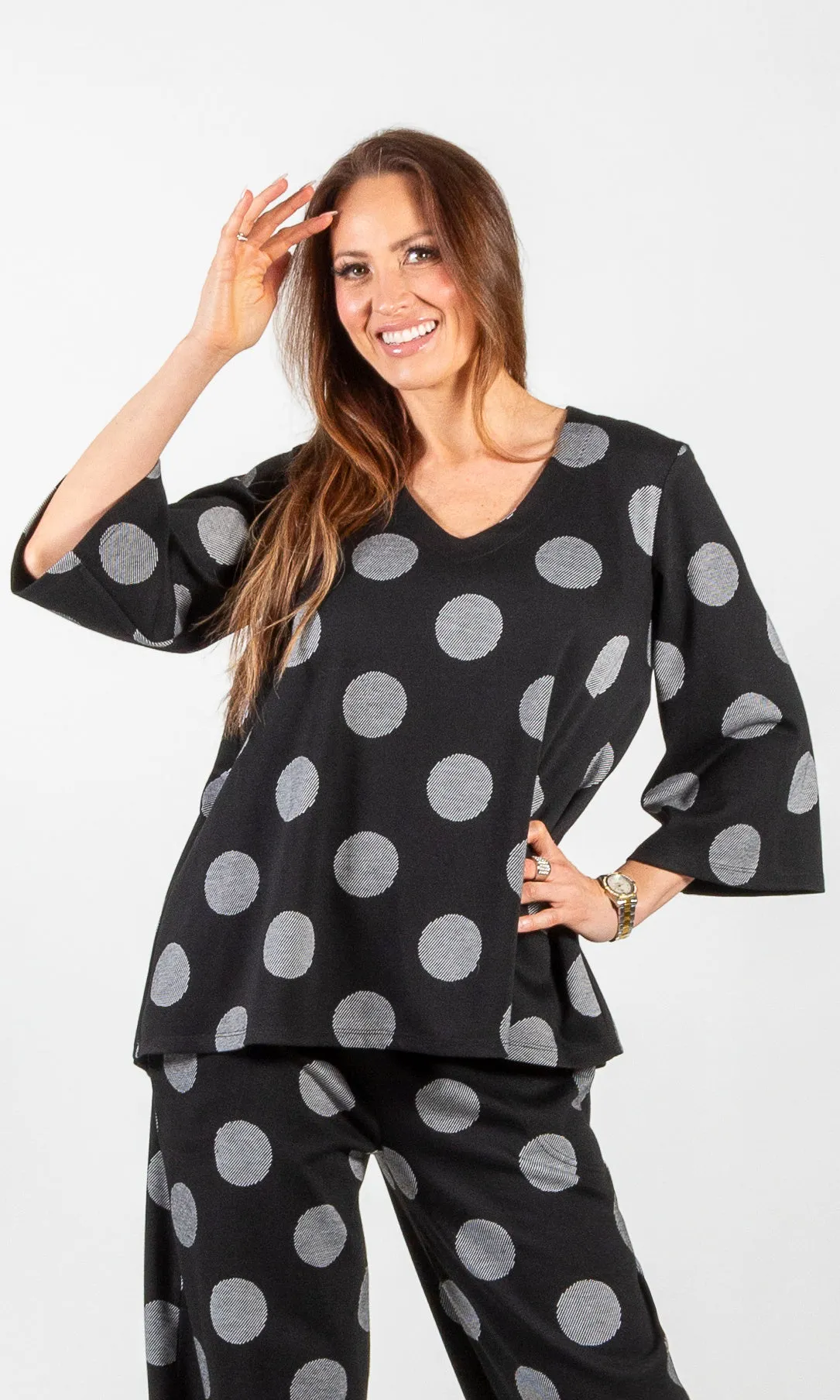 V Neck Dot Top sold by Revolution Boutique
