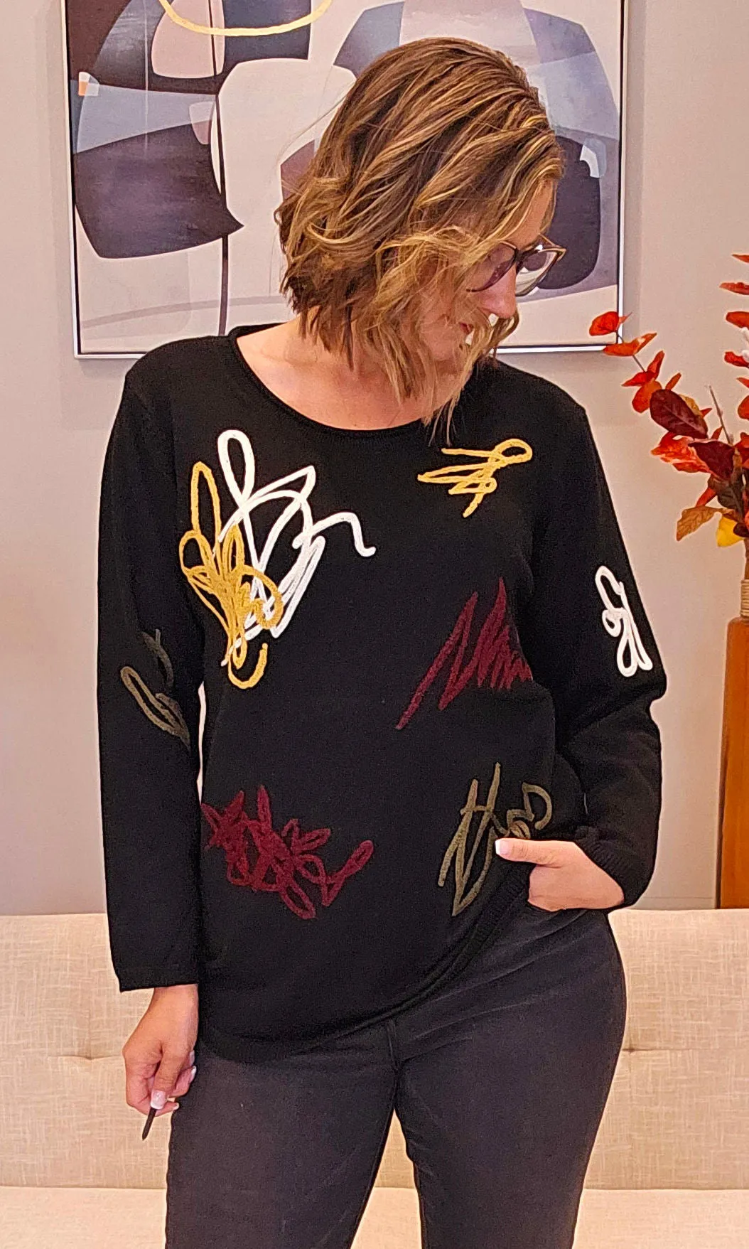 Scribble Soft Sweater sold by Revolution Boutique