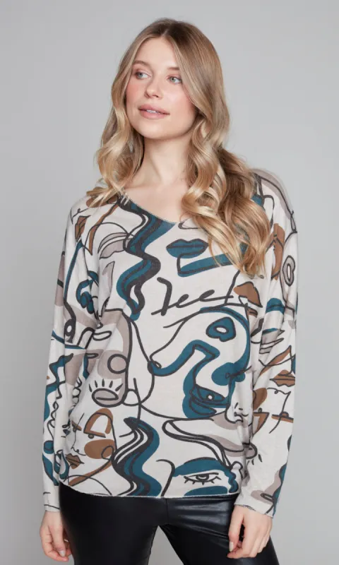 Abstract Face Dolman Top sold by Revolution Boutique