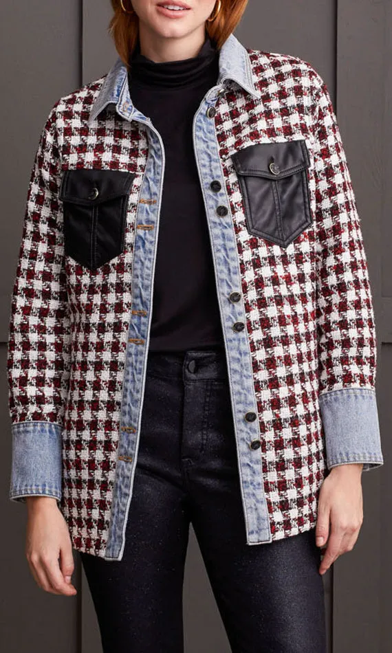 Denim Detail Fancy Shacket sold by Revolution Boutique