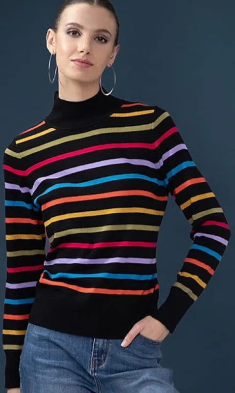 Striped Mock Neck Sweater sold by Revolution Boutique