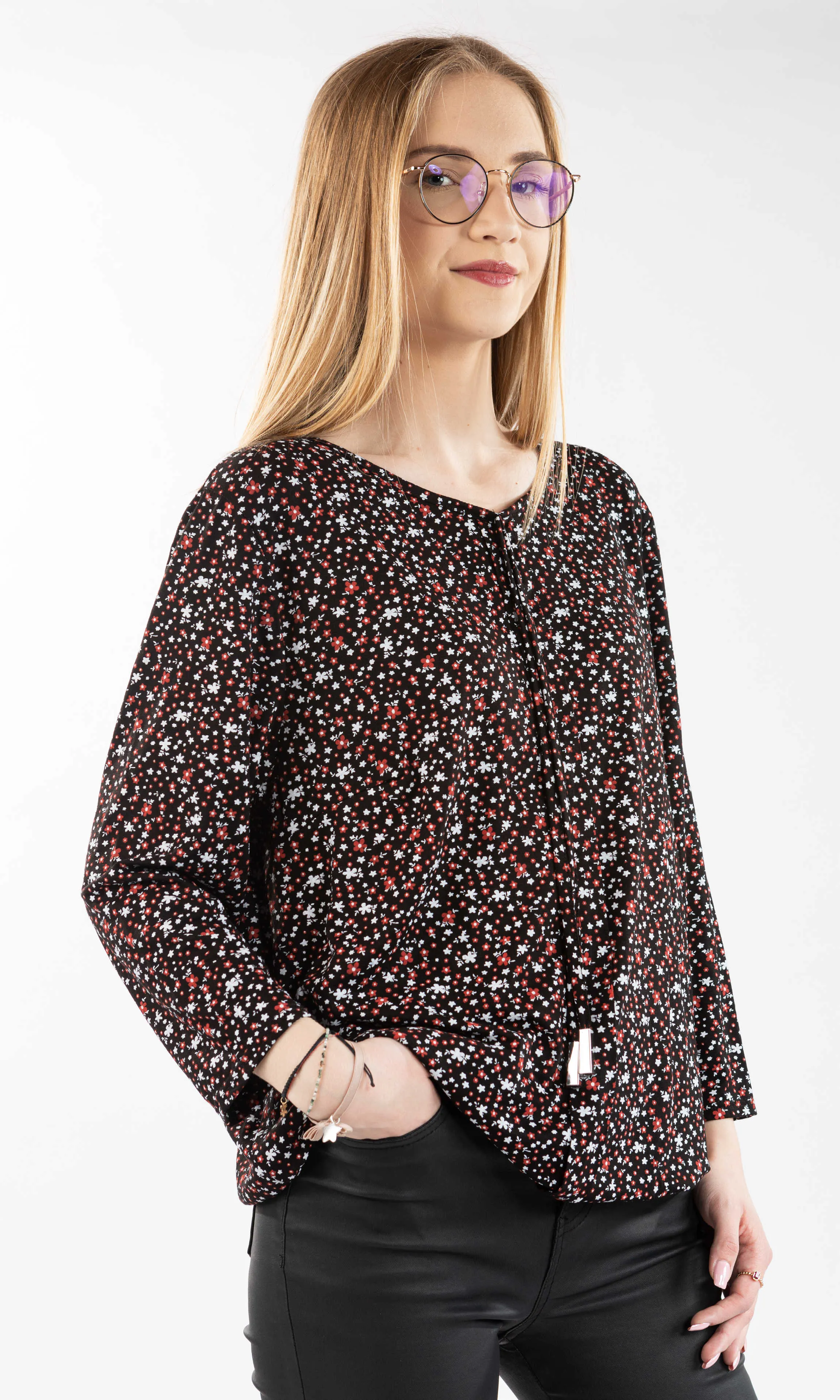 Floral Pleat Front Blouse sold by Revolution Boutique