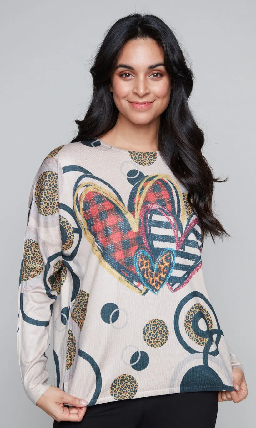 Cheetah Heart Knit Dolman Top sold by Revolution Boutique