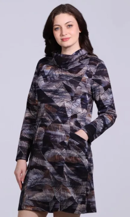 Cowl Neck Leaf Print Dress sold by Revolution Boutique