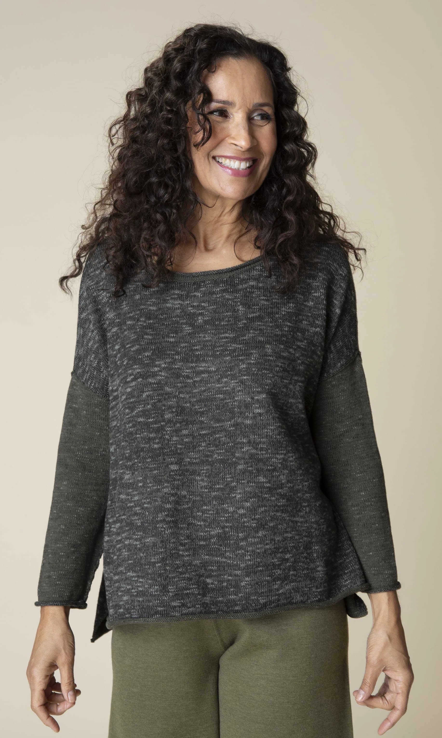 Heathered Boxy Crew Sweater sold by Revolution Boutique