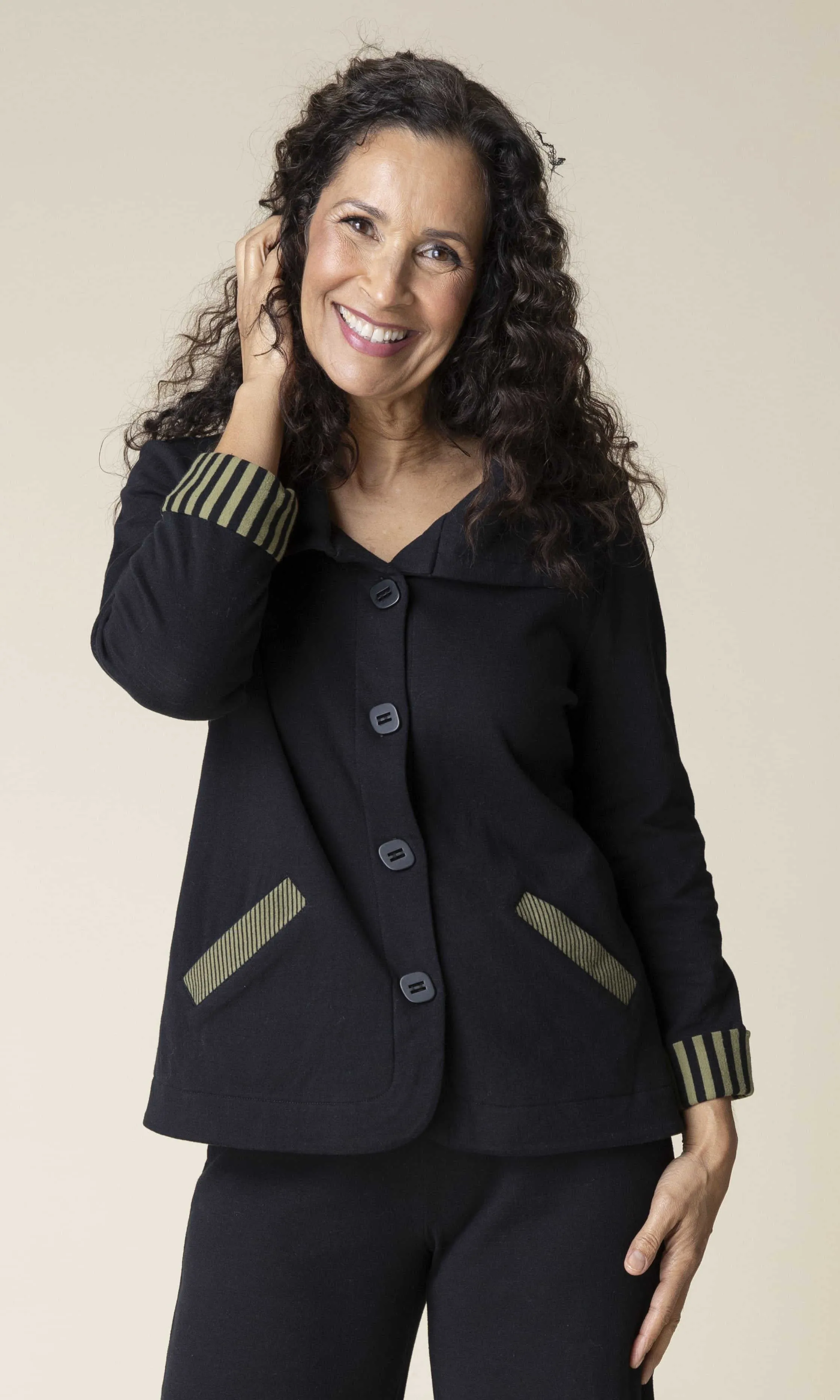 Constrast Trim Button Jacket sold by Revolution Boutique