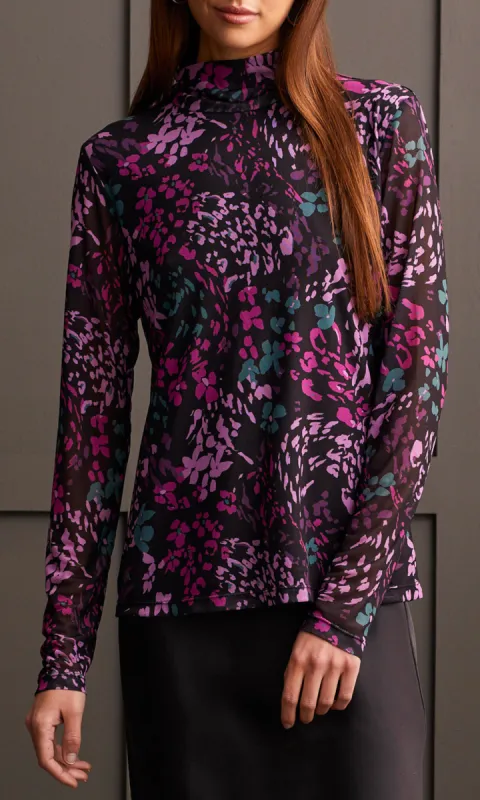 Lined Turtleneck Floral Top sold by Revolution Boutique