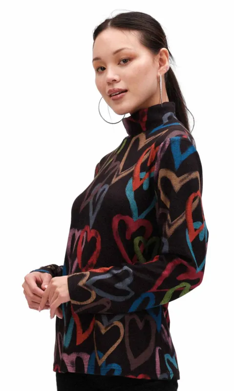 Knit Mock Neck Heart Top sold by Revolution Boutique