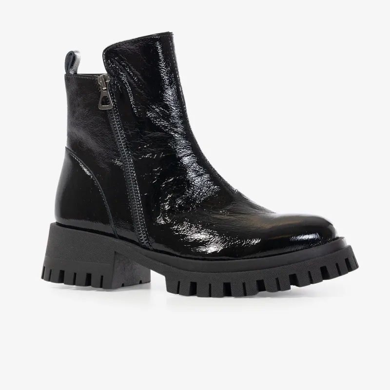 Patent Leather Side Zip Boot sold by Revolution Boutique