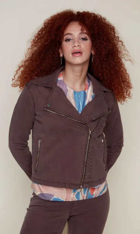 Tencel Angle Zip Moto Jacket sold by Revolution Boutique