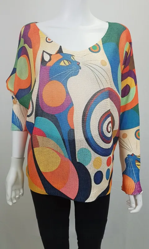 Knit Printed Dolman Top sold by Revolution Boutique