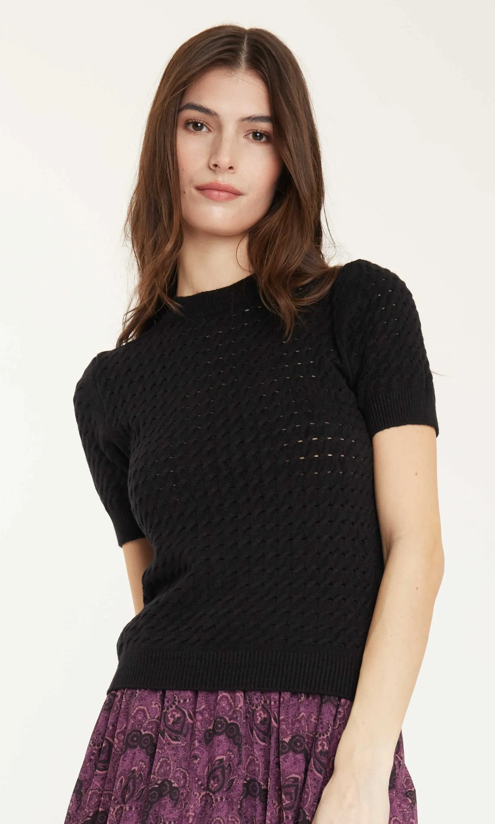 Short Sleeve Cable Knit Top sold by Revolution Boutique